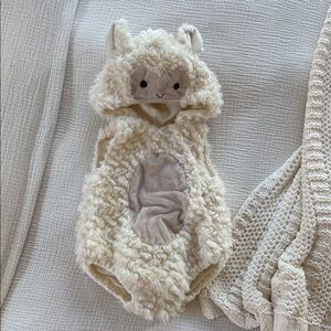 Pottery Barn Kids Cream Fuzzy Hooded Romper